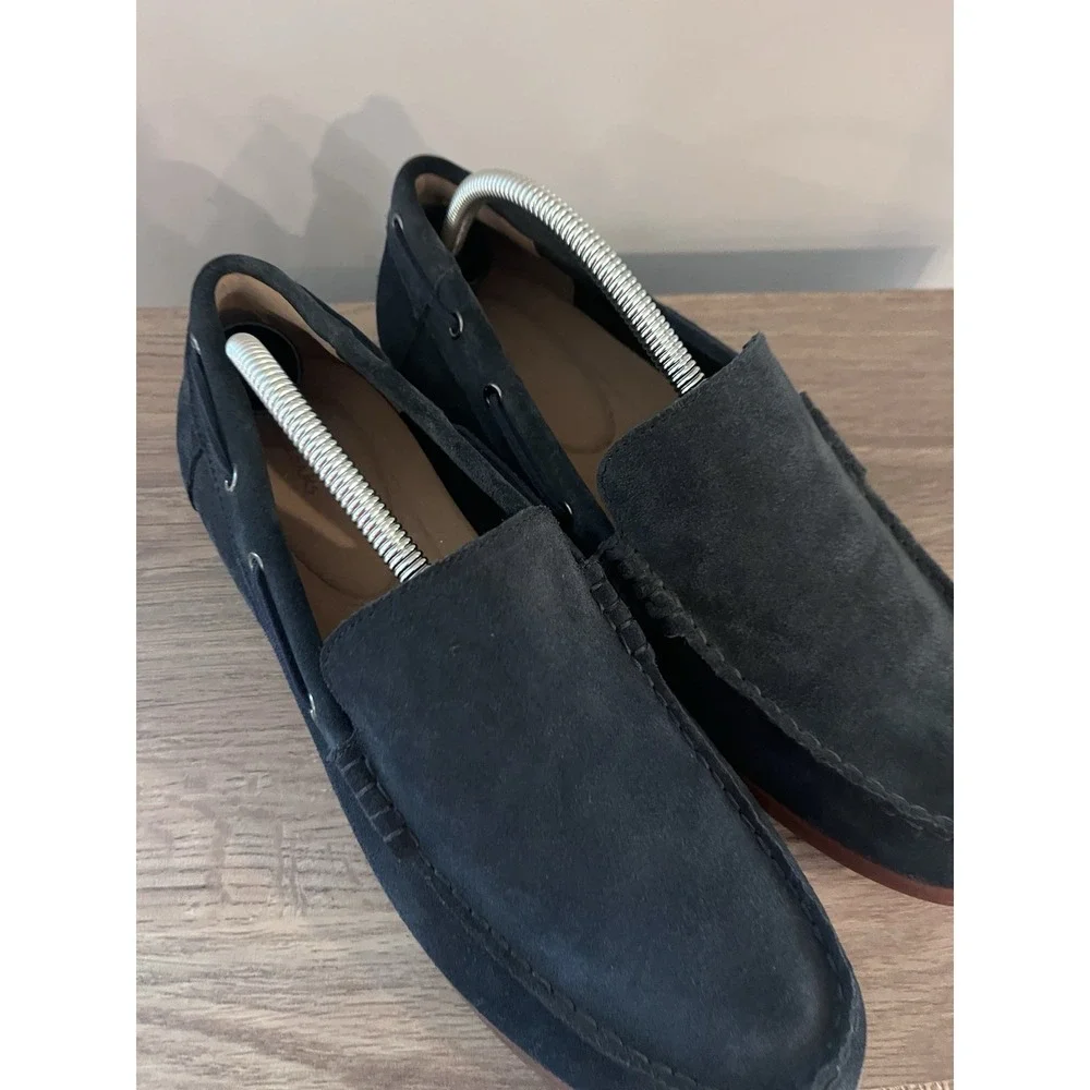 Clark's Navy Blue Suede Loafers Morven Sun Mens Size 10 Boat Shoes Oxford M1